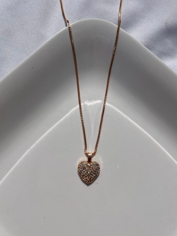 Sparkling Heart Pendant Necklace in Rose Gold